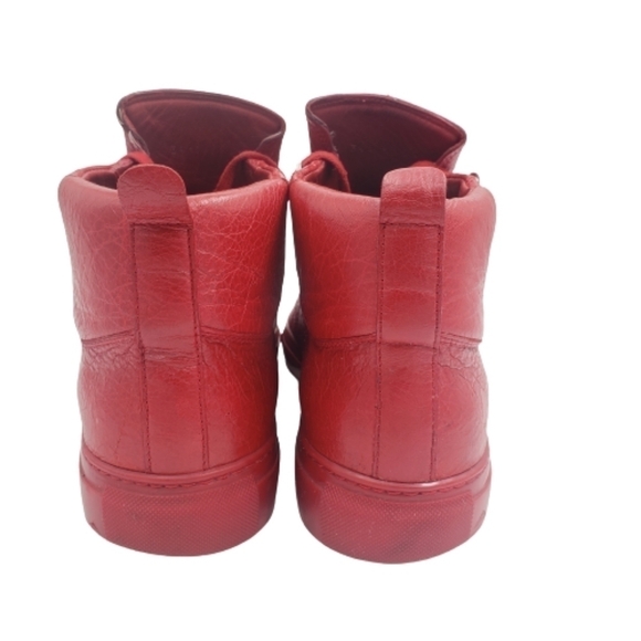Balenciaga Arena Red Textured Leather High Top Sneakers Pre-owned Size 41 - Picture 5 of 7